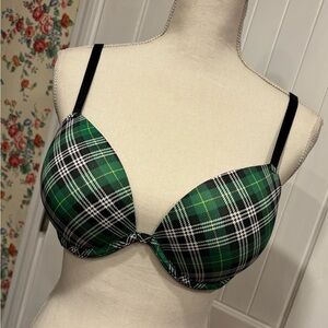 36 C PINK Victoria Secret NWT Plaid Green Women's Bra